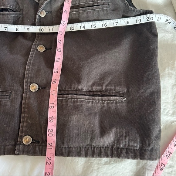 Wyoming Traders Vest Men Medium Brown Lined Canvas Western Ranch Rodeo Cowboy - Picture 10 of 11